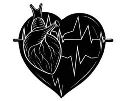 cœur et battement de coeur vecteur