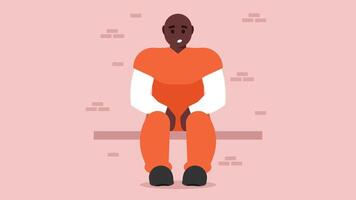 criminel détenu fermé à clé dans une prison illustration vecteur