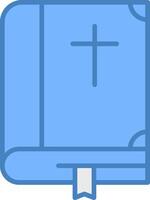 Bible ligne rempli bleu icône vecteur