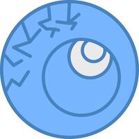 effrayant globe oculaire ligne rempli bleu icône vecteur