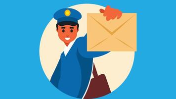 facteur livrer courrier à une boites aux lettres illustration vecteur