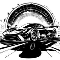 noir et blanc illustration de une hypercar des sports voiture vecteur