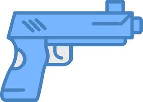 pistolet ligne rempli bleu icône vecteur