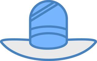 chapeau ligne rempli bleu icône vecteur