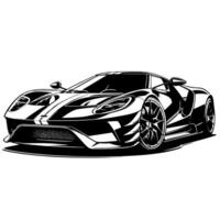 noir et blanc illustration de une hypercar des sports voiture vecteur