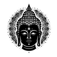 noir et blanc illustration de une Bouddha statue symbole vecteur