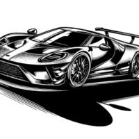 noir et blanc illustration de une hypercar des sports voiture vecteur