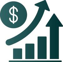 augmenter Ventes glyphe pente icône vecteur