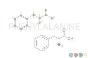 phénylalanine moléculaire squelettique chimique formule vecteur