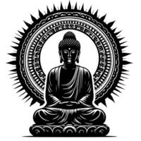 noir et blanc illustration de une Bouddha statue symbole vecteur