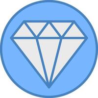 diamant ligne rempli bleu icône vecteur