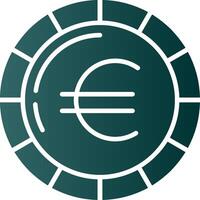 euro pièce de monnaie glyphe pente icône vecteur