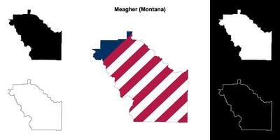 meagher comté, Montana contour carte ensemble vecteur