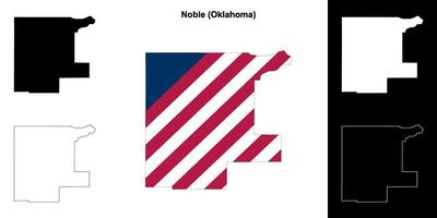 noble comté, Oklahoma contour carte ensemble vecteur