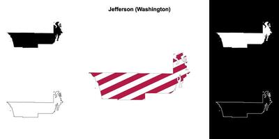 Jefferson comté, Washington contour carte ensemble vecteur