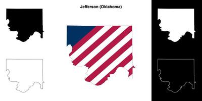 Jefferson comté, Oklahoma contour carte ensemble vecteur