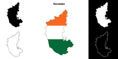 karnataka Etat contour carte ensemble vecteur