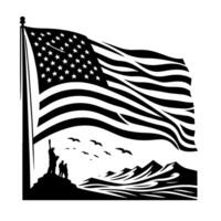 noir et blanc illustration de le Etats-Unis drapeau vecteur