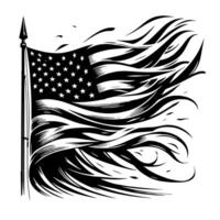 noir et blanc illustration de le Etats-Unis drapeau vecteur