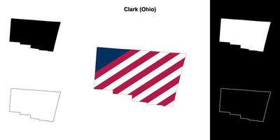 Clark comté, Ohio contour carte ensemble vecteur