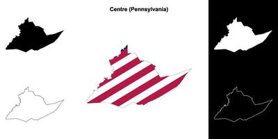 centre comté, Pennsylvanie contour carte ensemble vecteur