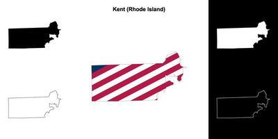 Kent comté, rhode île contour carte ensemble vecteur