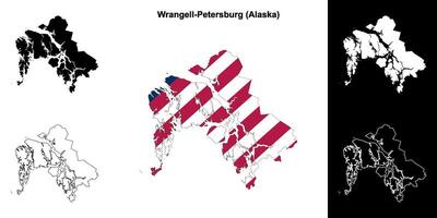 Wrangell-Pétersbourg arrondissement, Alaska contour carte ensemble vecteur