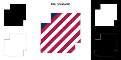 charbon comté, Oklahoma contour carte ensemble vecteur