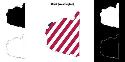 Clark comté, Washington contour carte ensemble vecteur