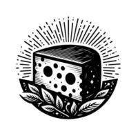 noir et blanc illustration de une traditionnel Suisse fromage vecteur