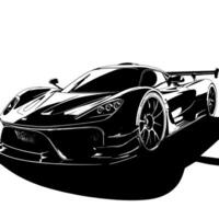 noir et blanc illustration de une hypercar des sports voiture vecteur