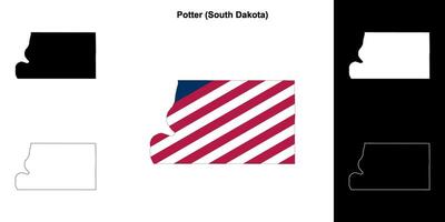 potier comté, Sud Dakota contour carte ensemble vecteur