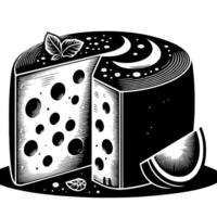 noir et blanc illustration de une traditionnel Suisse fromage vecteur