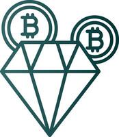 bitcoin diamant ligne pente icône vecteur