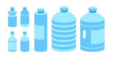 l'eau bouteille. vide Plastique bouteilles. animal de compagnie bouteille. recyclable et facile à boutique liquides vecteur
