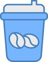 café tasse ligne rempli bleu icône vecteur