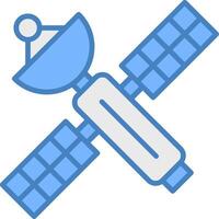 satellite ligne rempli bleu icône vecteur