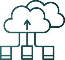 icône de gradient de ligne de stockage en nuage vecteur