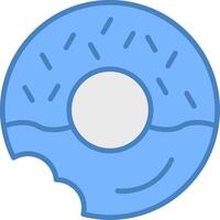 Donut ligne rempli bleu icône vecteur