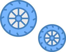 pneus ligne rempli bleu icône vecteur