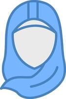 hijab ligne rempli bleu icône vecteur