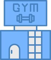 Gym ligne rempli bleu icône vecteur