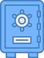 sécurité boîte ligne rempli bleu icône vecteur