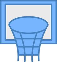 basketball cerceau ligne rempli bleu icône vecteur