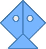 cerf-volant ligne rempli bleu icône vecteur