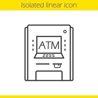 icône linéaire de guichet automatique. illustration de la ligne mince. symbole de contour. distributeur de billets. dessin de contour isolé de vecteur