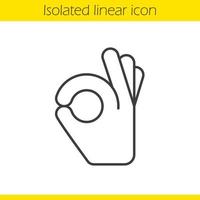 icône linéaire de geste ok. illustration de la ligne mince. symbole de contour a-ok. dessin de contour isolé de vecteur