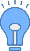 ampoule ligne rempli bleu icône vecteur