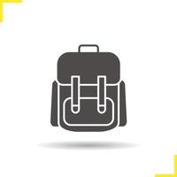 icône de sac à dos scolaire. symbole de silhouette de cartable ombre portée. sac à dos étudiant. espace négatif. illustration vectorielle isolée vecteur