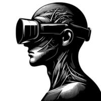 noir et blanc illustration de vr des lunettes casque vecteur